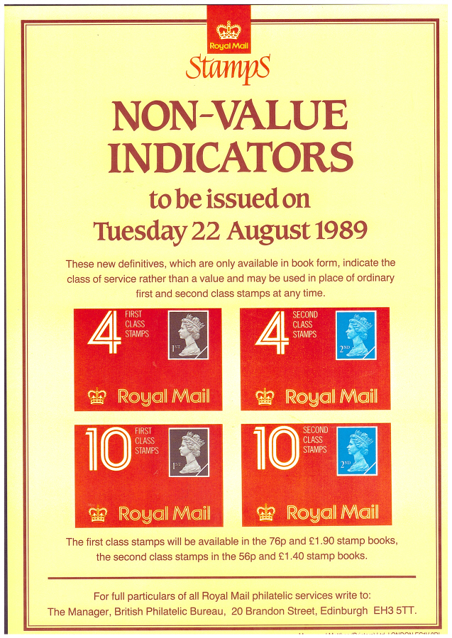 (image for) 1989 NVI Booklets Post Office A4 poster. PL(P) 3681 7/89 CG(E).
